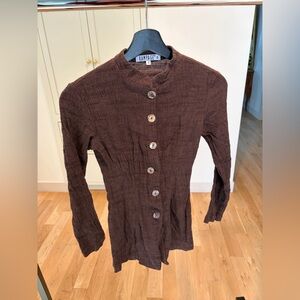 Vintage Rampage Chocolate Brown Textured Button-Down Tunic